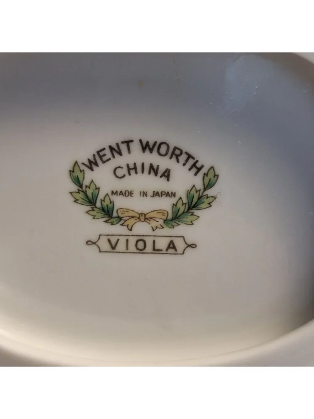 VTG WENTWORTH CHINA JAPAN PURPLE FLORAL GOLD TRIM GRAVY BOAT ATTACHED UNDERPLATE